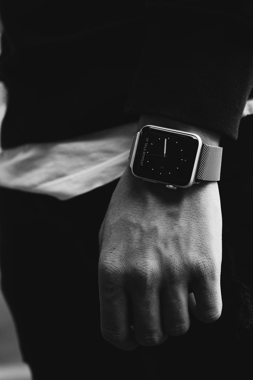 hand, wrist, watch, wrist watch, apple watch, timepiece, digital watch, apple products, arm, man, clock, apple, digital, black and white, monochrome, apple watch, apple watch, apple watch, apple watch, apple watch, apple products